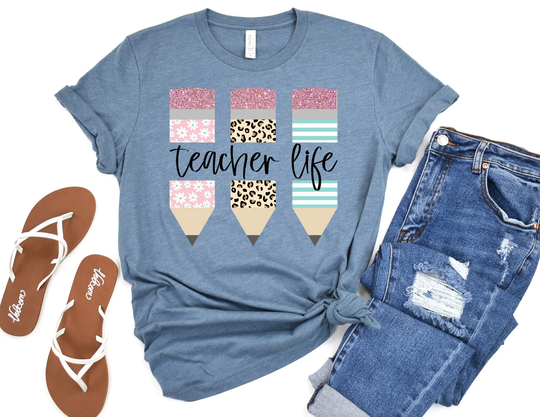 Teacher Life Pencil Shirt // Kindergarten Tee Field Trip Shirts For Teachers