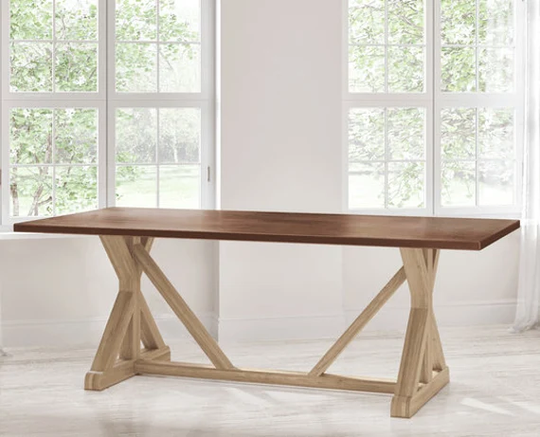 French Trestle Copper Top Dining Table