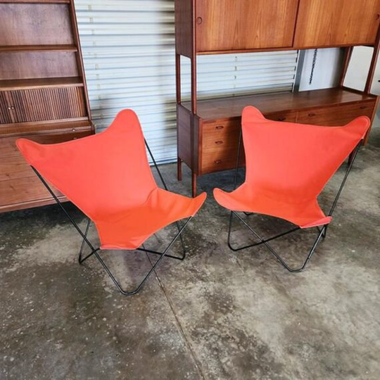 One Mid Century Butterfly Chair with New Orange Covers Multiples Available | Please Read Shipping Info in Description
