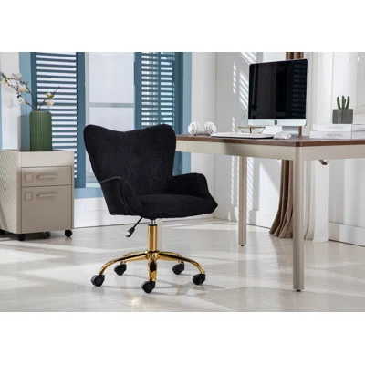 Dorecht Teddy Fabric Office Chair with Gold Chrome Legs