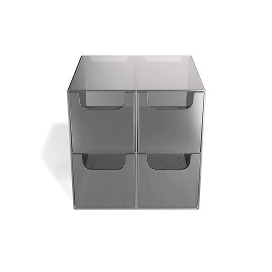 TRU RED 4-Compartment Smoke Plastic Desktop Organizer - 6" x 6" x 6"