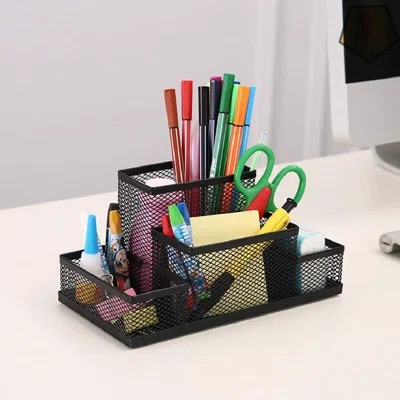 Mesh Desk Organizer Metal Pencil Pen Holder Organizer, Desk Accessories Holder For Office Home