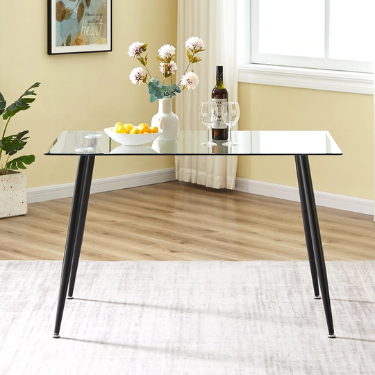 Rectangular Dining Table,Modern Glass Kitchen Table Coffee Table for Dining Room, Living Room