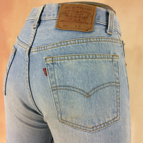 Sz 28 Vintage Levis 501 Distressed Light Wash Women's Button Fly Jeans Mid Waisted Slim Fit Tapered Leg 90's Classic Mom Made in Usa