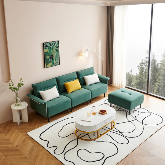 Sofa Couch Combination Sofa with 16cm Width Bend Board Sofa Armrest and Ottoman