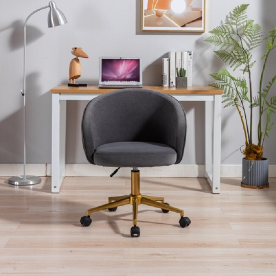 Hengming Home Office Computer Desk Chair ,Velvet Accent Armchair,Adjustable Swivel Task Stool with Gold Plating Base