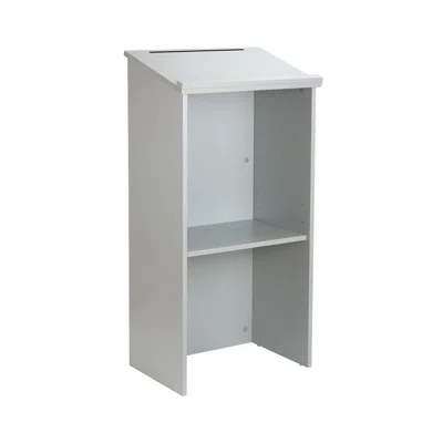 Adiroffice Silver Wood Stand-Up Podium Lectern With Black Cover