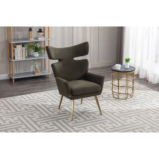 European Style Fish Tail Accent Chair Leisure Single Chair With Golden Feet, Emerald