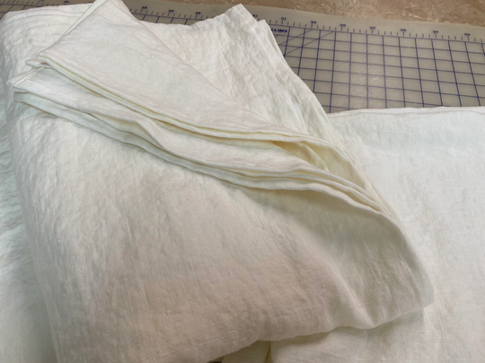 Sofa Throw Slipcover & 2-20x20 Pillow Slipcovers in Heavy White Washed Linen