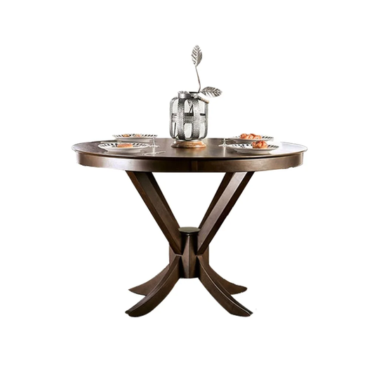 Transitional Round Dining Table in Walnut Finish