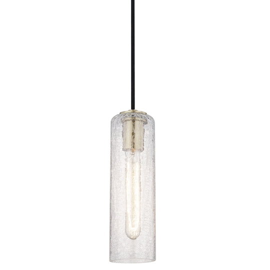 Mitzi by Hudson Valley Skye 1-light Aged Brass Pendant, Clear Crackle Glass