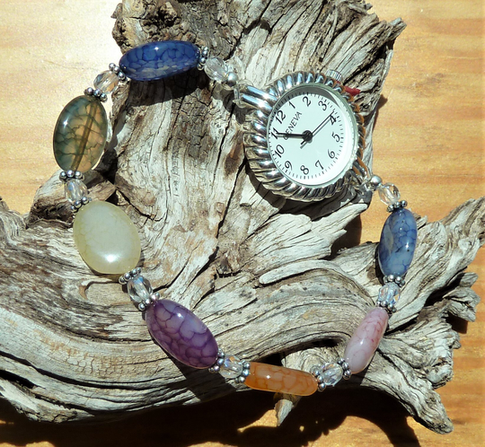 Multi Color Agate Gemstone Watch