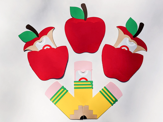 End Of The Year Gifts - Teacher Appreciation Gift Card Holder Set 6 Apple & Pencil Bus Driver School Employee