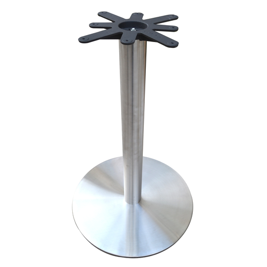 JI Bases 28-inch Round Stainless-Steel Table Base-4-inch Column-17-inch Top Plate