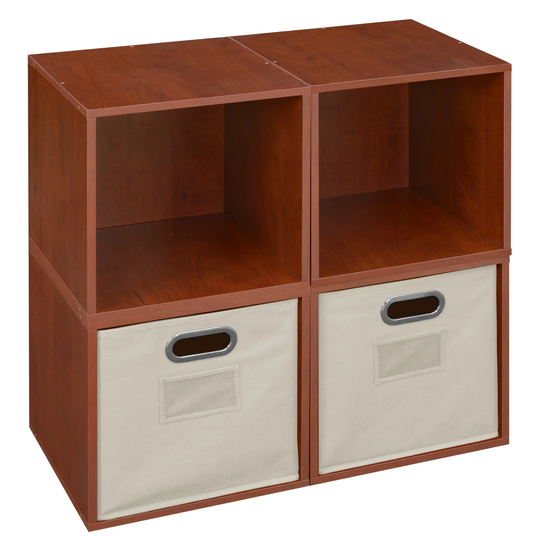 Noble Connect Storage Set - 4 Cubes and 2 Canvas Bins- Warm Cherry/Natural