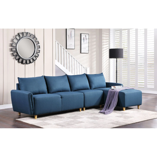 Sectional Sofa in Blue/Gray Fabric,Contemporary Style