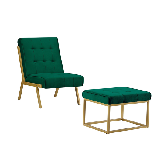 Velvet Chair & Ottoman Sets Living Room Accent Chair Tufted Design