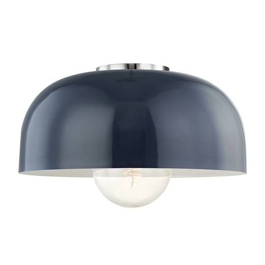 Mitzi by Hudson Valley Avery 1-light Polished Nickel Large Semi Flush, Navy Metal