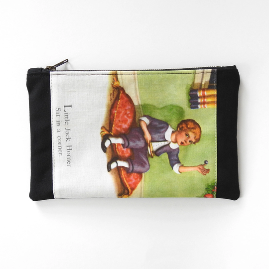Book Pouch, Canvas Clutch Purse, Zipper Cosmetic Bag, Large Pencil Case. Handmade By Lindock