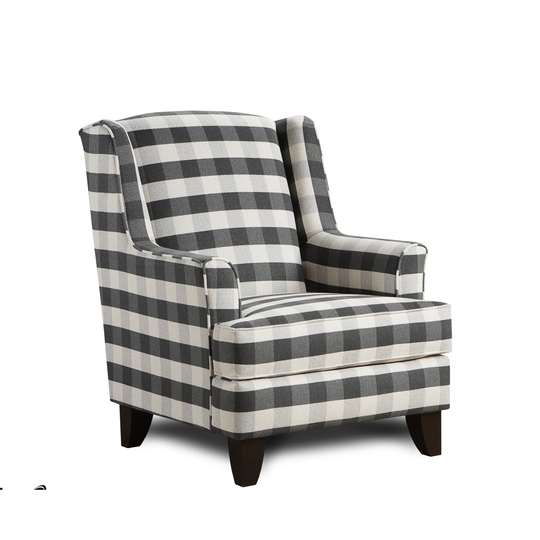 Brock Charcoal Black/White Block Plaid Accent Chair