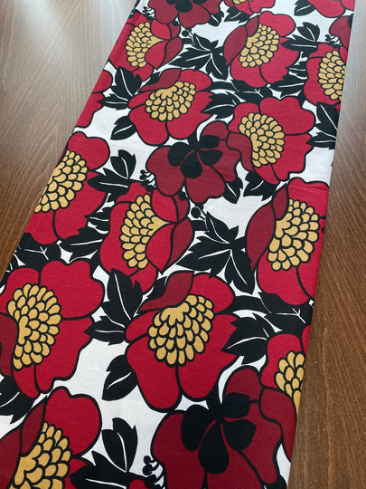 Table Runner Round Tablecloth Linen Scandinavian Cotton Fabric Red Floral Rectangle