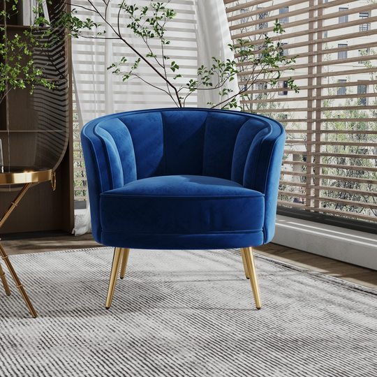 Modern Living Room Velvet Accent Barrel Chair