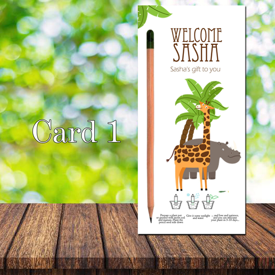Jungle Card, Birthday Safari Card Models, Thank You Let Love Grow, Safaritheme, Seed Pencil, Bulk Gift, Gift For Guest