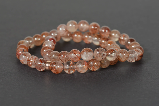 Rutilated Quartz Bracelet, Aa Grade Copper Natural Gemstone Stacking Bracelet Healing Jewelry