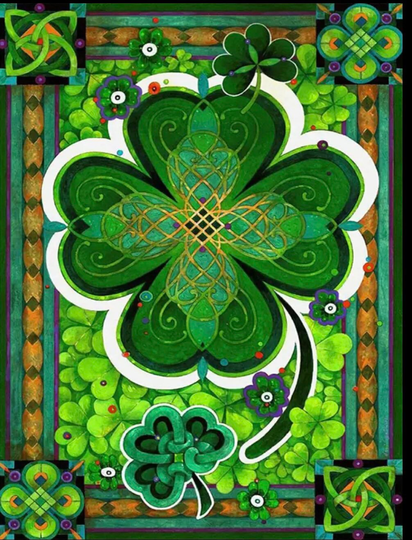 Us Seller. 50x40cm Irish, Ireland, St. Patrick's Day Shamrock Diamond Painting Kit. Round Full Drill. Poured Glue Adhesive Fast S&h