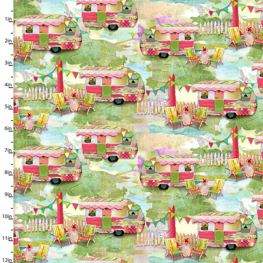 My Happy Place Rv Camper Chairs By Connie Haley For 3 Wishes 42 Inches Wide 100% Cotton Quilting Fabric 3W 18046 Multi