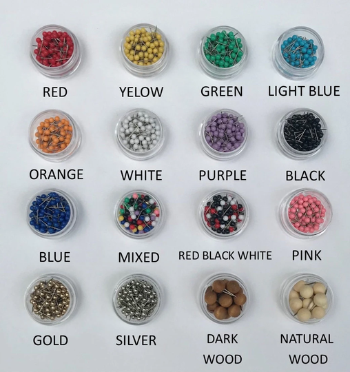Pushpins, Push Pins, Multi Color Map Custom Colors, Wood Colored Add On