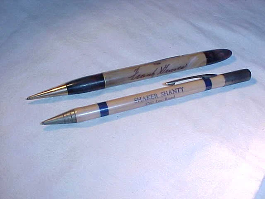 2 Advertising Mechanical Pencils - Shaker Shanty, Cleveland Ohio & Frank Graves