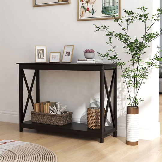 Coffee Table 2-Tier Modern Coffee Table X Design Accent Cocktail Table