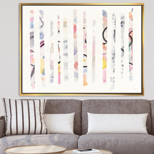 Designart 'Multi-Color Geometric Bars' Modern Transitional Framed Canvas - Multi-color