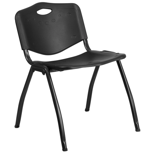 Delacora Hercules 20 Inch Wide Metal Framed Stackable Occasional Chair - Black