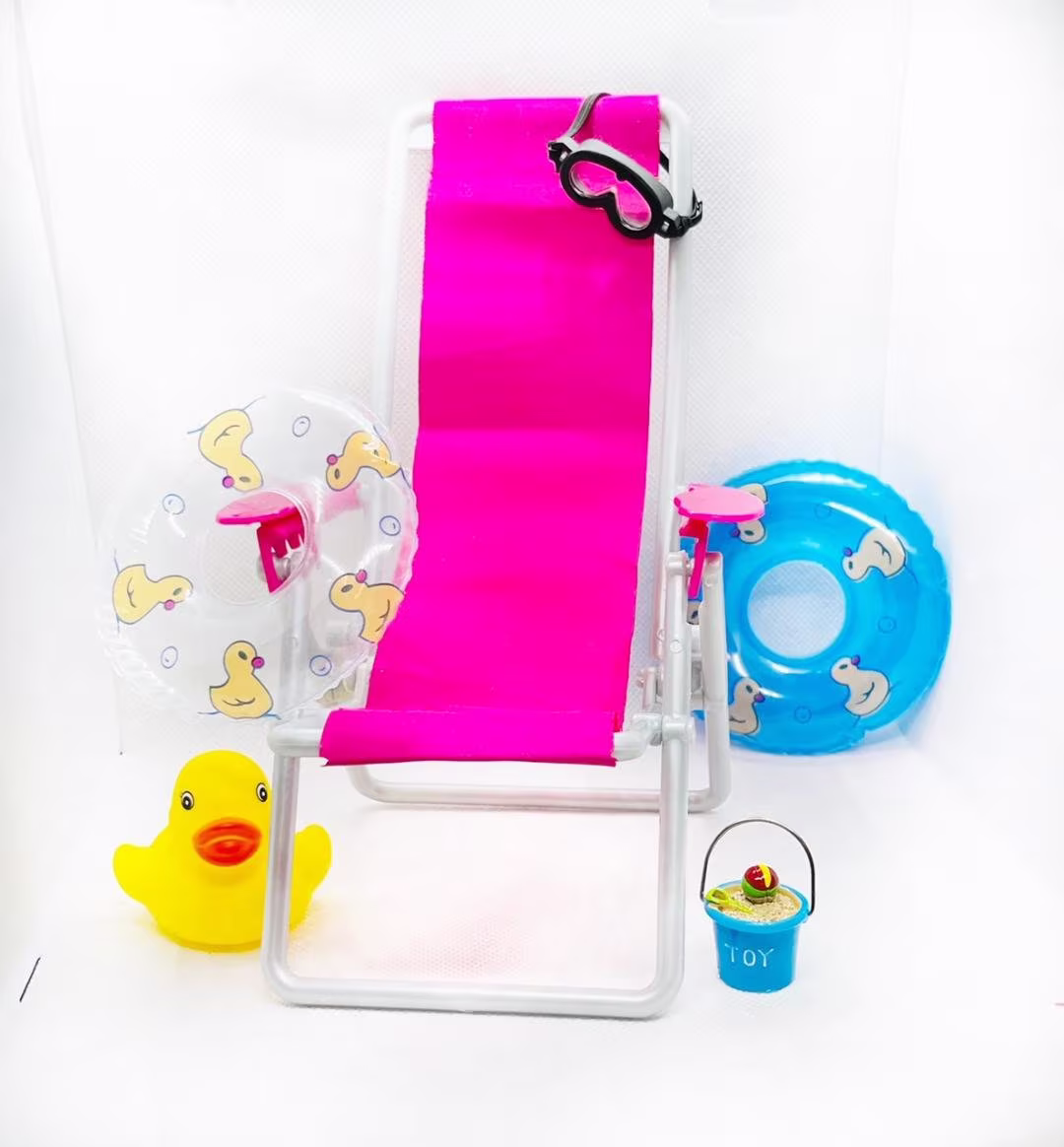 Elf Beach Prop Chair Sand Bucket Miniature Dollhouse Accessories 12" Doll Pool Floats Mini Rubber Ducks Goggles