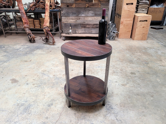 Wine Barrel Side Coffee Table - Kunagi Made From Large Reclaimed California Oak Wine Tanks. 100% Recycled