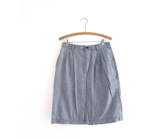 Checkered Pencil Skirt | Vintage 90S Black & White Check Modern High Waist Cotton Knee Size 12