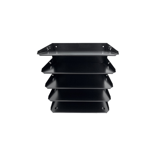 Huron 5-Compartment Black Steel File Organizer - 12" x 12" x 8.75"