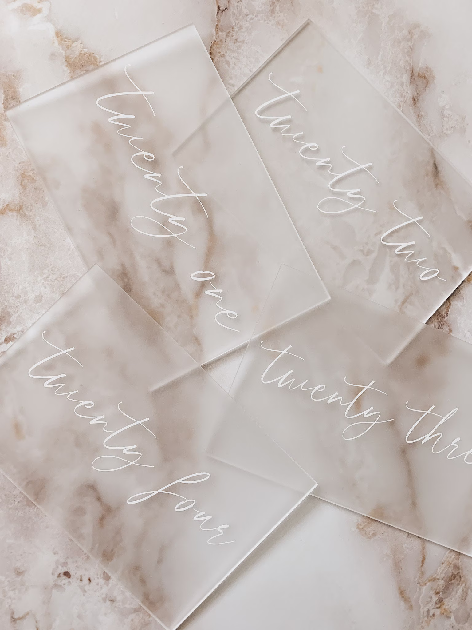 Acrylic Table Numbers, Numbers With Stand, Frosted White Wedding