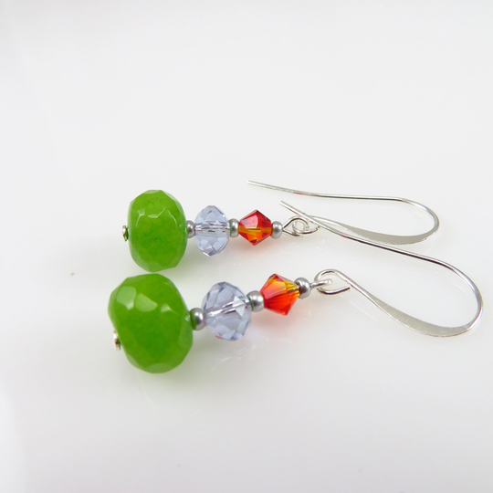 Green Jade Earrings - Multi-Colored Jewelry Choice Of Ear Wire Style & Material