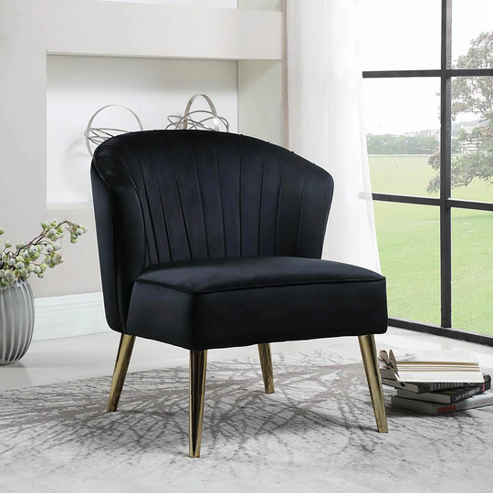 Hardy Black Velvet Channel Back Chair