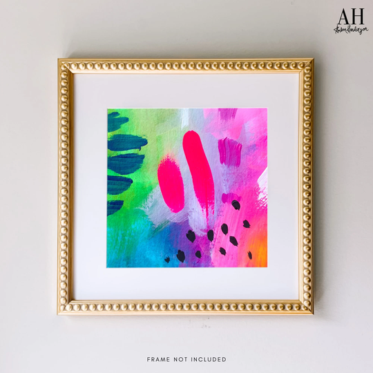 Candy Colored Print - Bright Pink Green Abstract Art Print, Vibrant Painting, Teal Colorful Wall Art, Of Original Acrylic