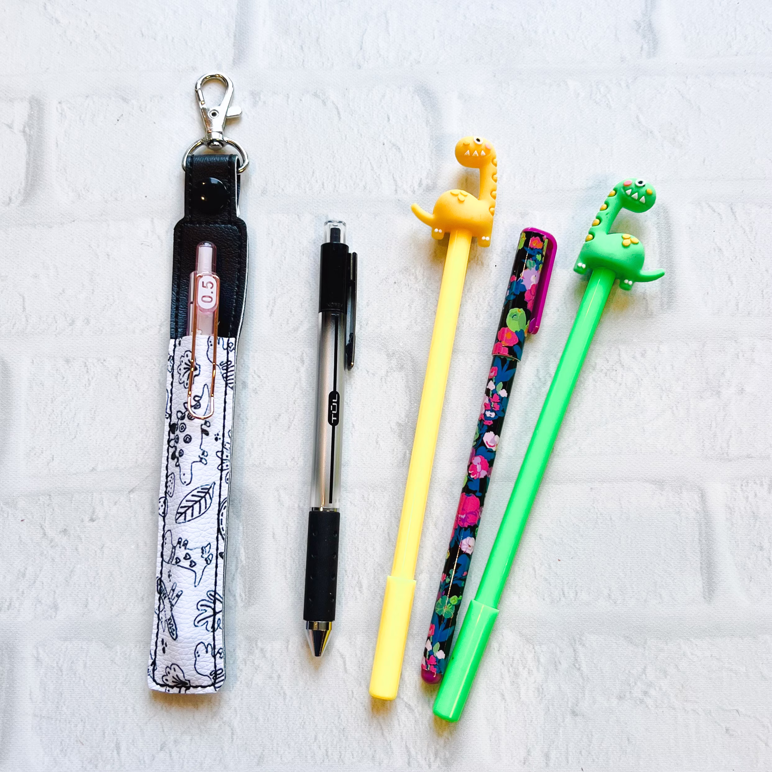 B&w Dinosaur Pen Or Pencil Holder Keychain For Lanyard, Stylus Holder, Pen Case, Holder, Teacher Student Gift Idea, Nurse