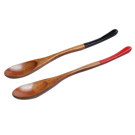 7.3" Wooden Spoons Wood Soup Spoons for Mixing Stirring Cooking 2pcs - Wood Color - 7.3"x1.3"(L*W)