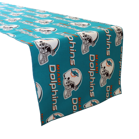 Miami Dolphins 100% Cotton Table Runner/Home Dining Décor Sports Events Holidays & Parties Tailgate Football Fans