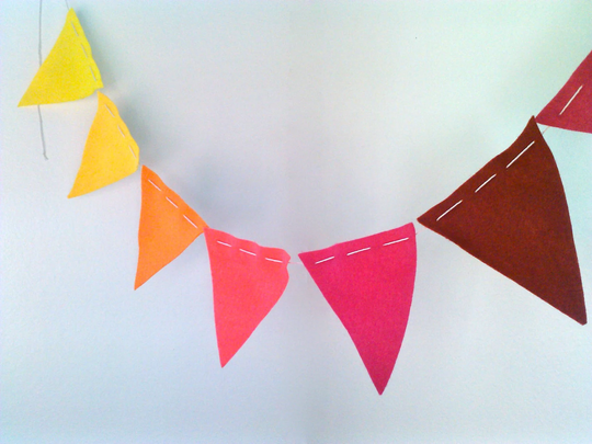 Bunting Flags - Ombre Sunset Colors Eco Felt Pennants Yellow, Orange, Pink, Burgundy