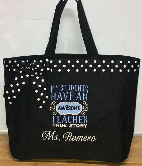 Personalized Teacher Tote Bag/Birthday Gift/Essential Tote/Book Art Bag/Best Gift/Teacher Appreciation Day/Awesome
