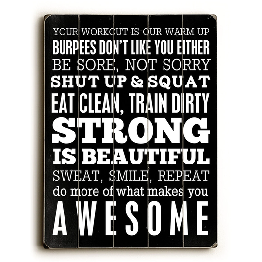 Fitness Motivation - Planked Wood Wall Decor by Cheryl Overton - Multi-Color