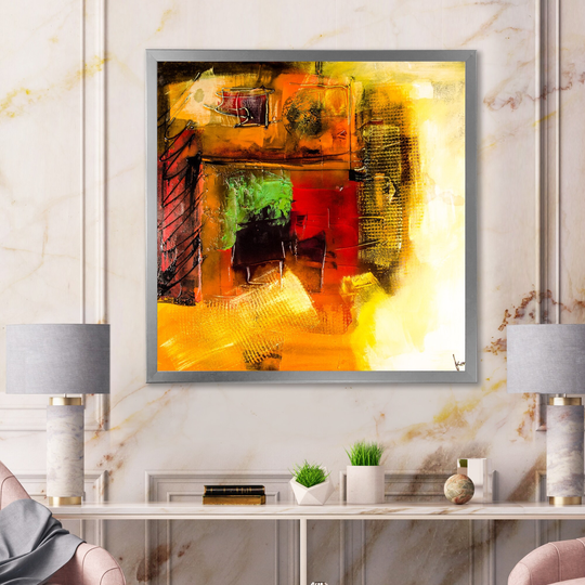 Designart 'Modern Energetic Color Dance IV' Modern Framed Art Print